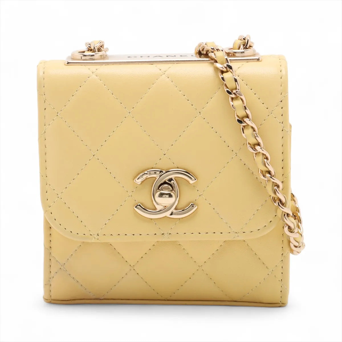 Chanel CC Logo Mini Matelasse Lambskin Single Flap Single Chain Bag Yellow