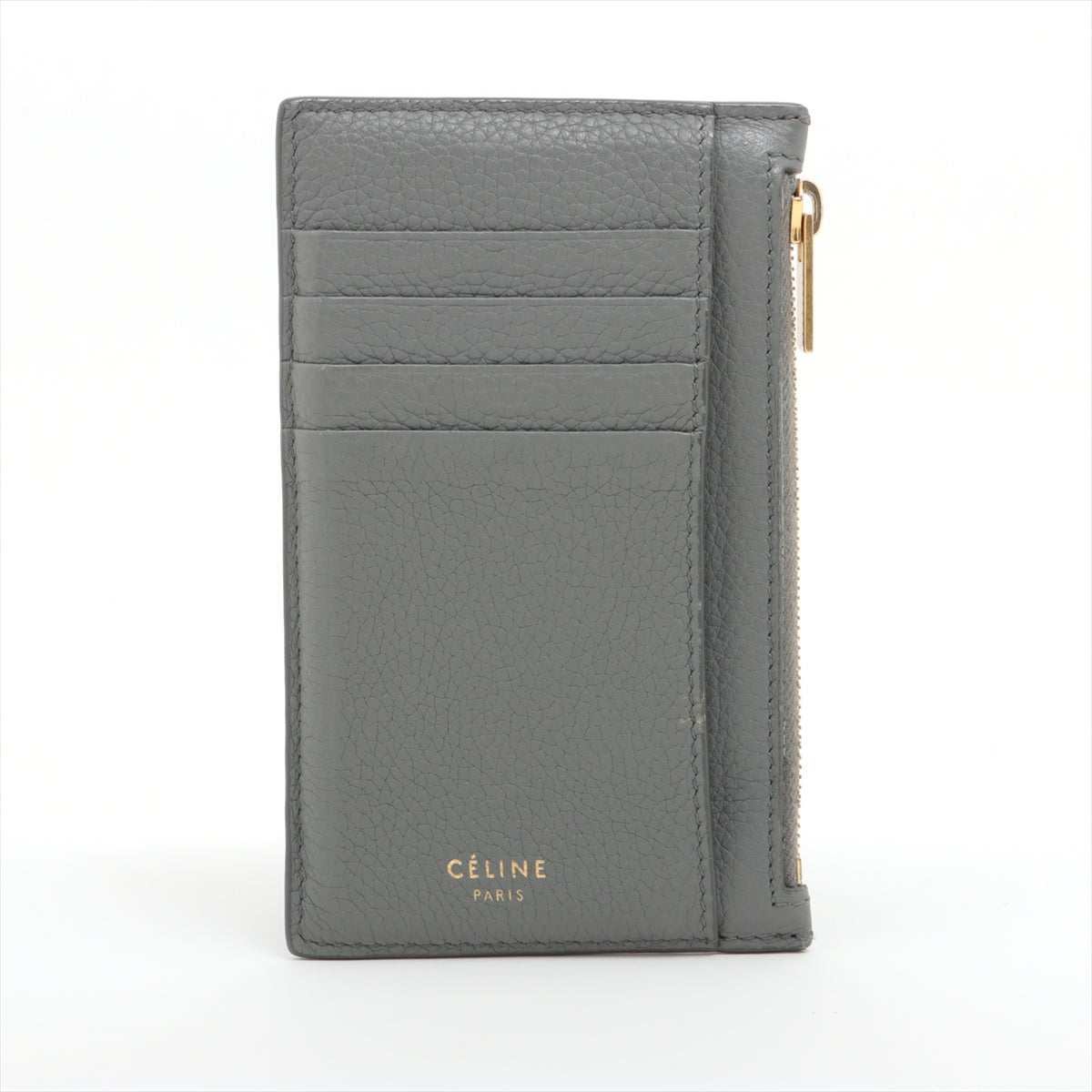 Celine Leather Coin Card Wallet Gray