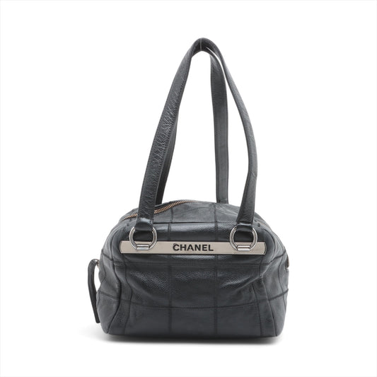 Chanel Chocolate Bar Soft Caviar Skin Shoulder Bag Black *  PREORDER *