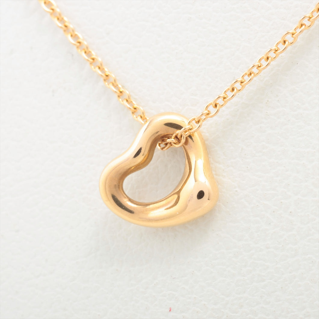 Tiffany & Co. Open Heart Pendant Necklace Gold Mini