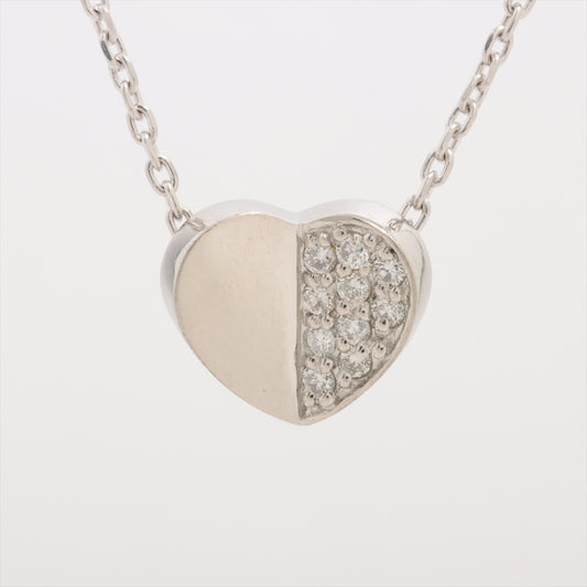 Vendome Aoyama Heart Half Diamond Necklace Platinum