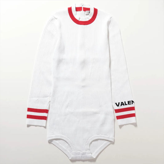 Valentino Rayon Ribbed Long Sleeve Bodysuit White