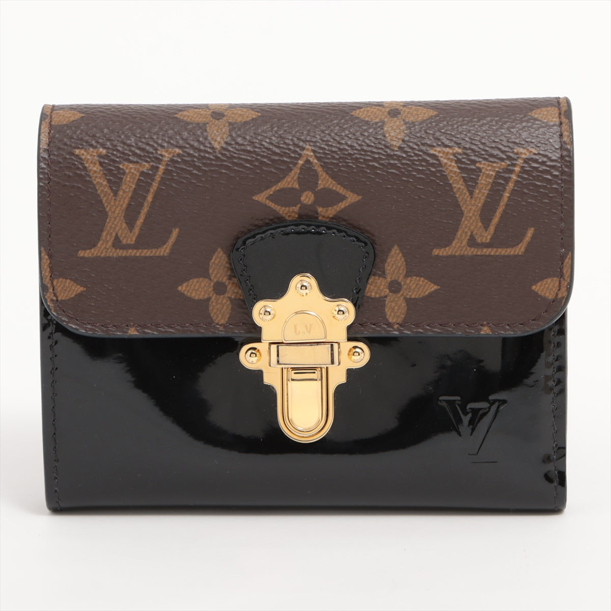 Louis Vuitton Monogram Vernis S-Lock Short Wallet Cherry Wood