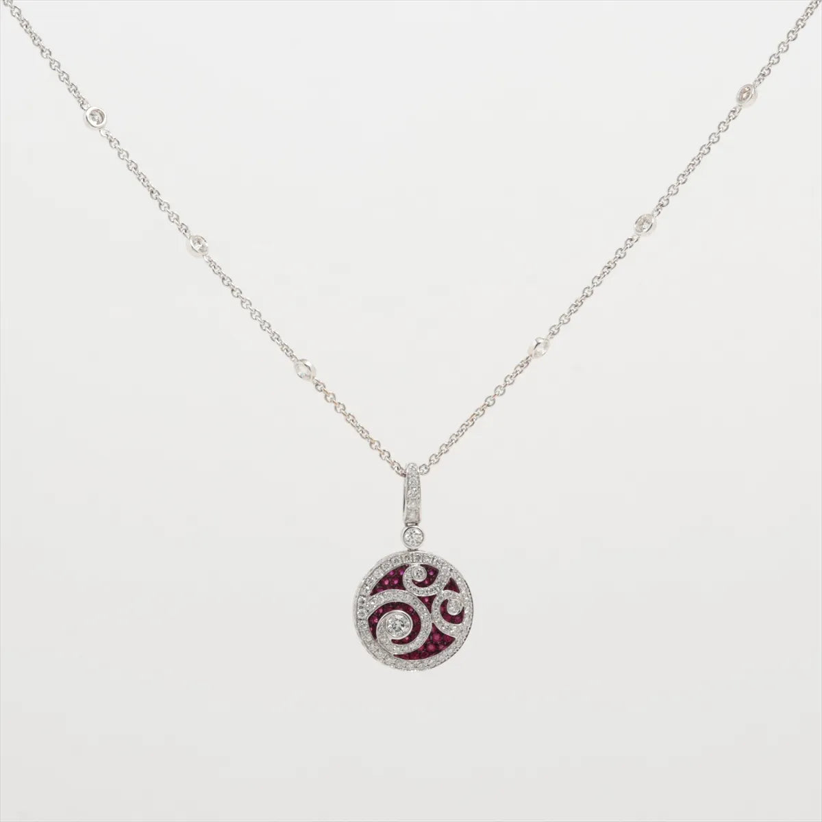 Graff Diamond Colored Stone Station Necklace White Gold