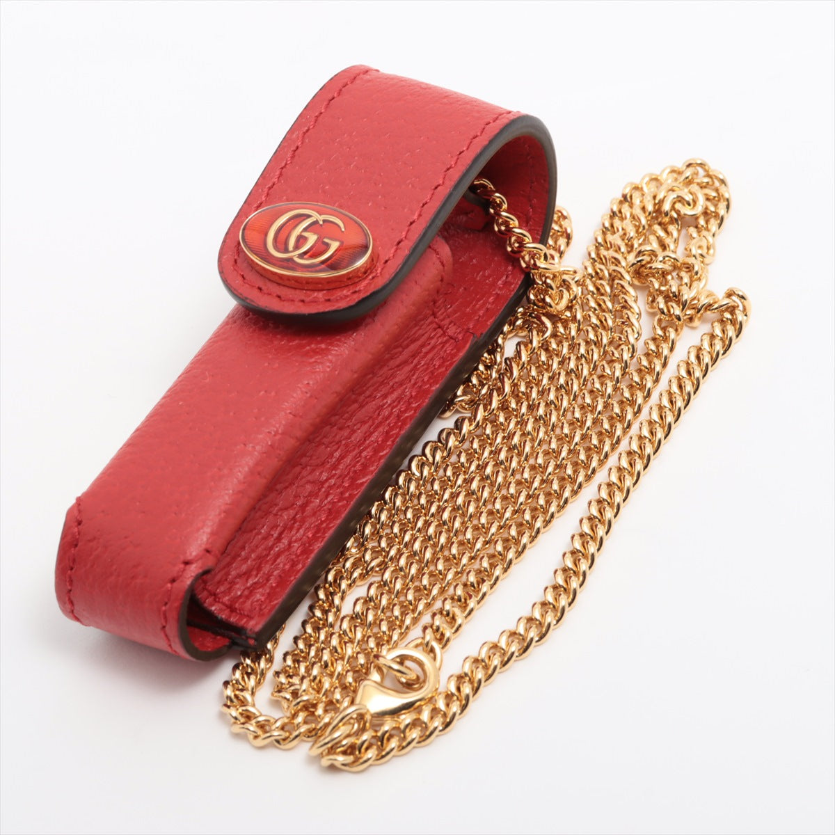 Gucci GG Logo Leather Lip Case Red