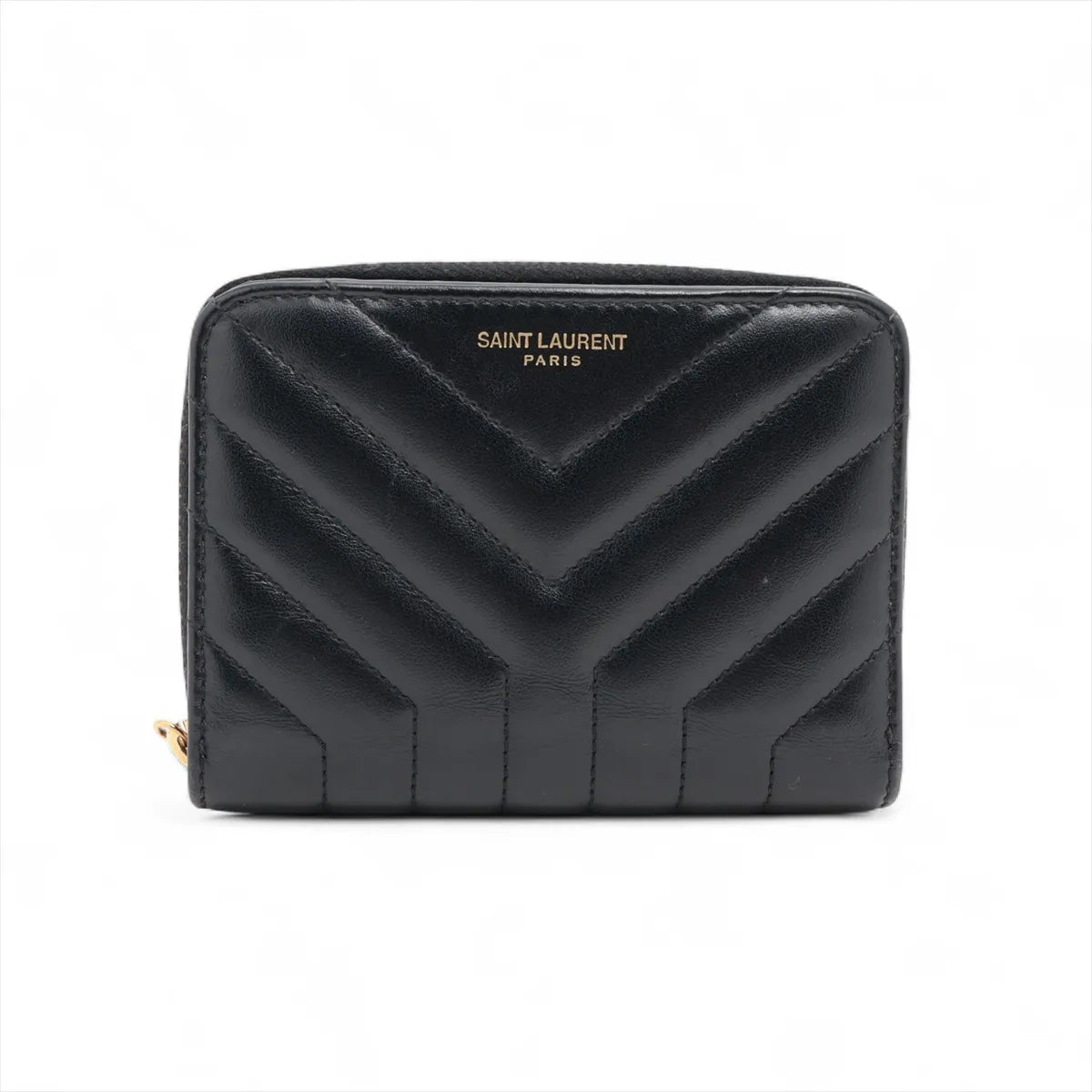 Saint Laurent Johan Leather Compact Wallet Black