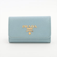 Load image into Gallery viewer, Prada Saffiano Leather Key Case Sky Blue