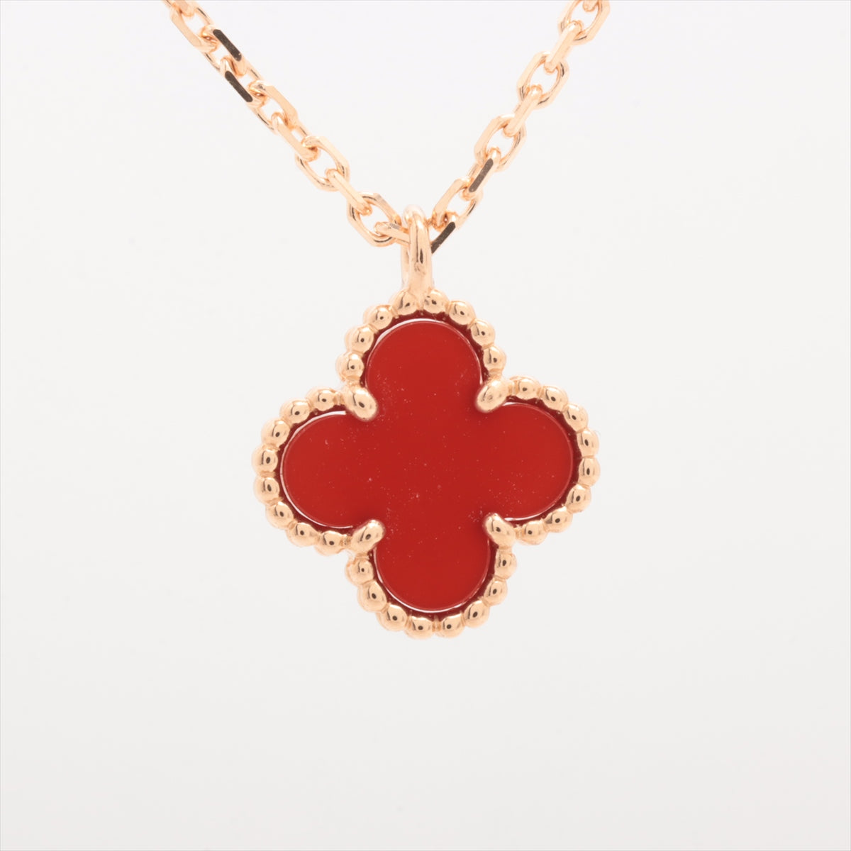 Van Cleef & Arpels Sweet Alhambra Carnelian Necklace Rose Gold