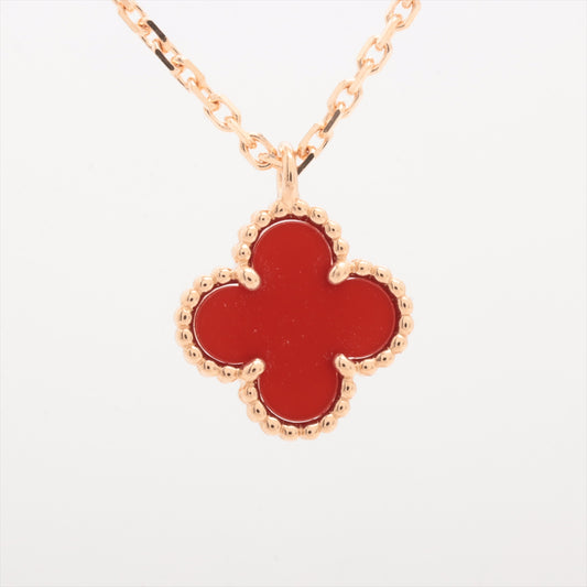 Van Cleef & Arpels Sweet Alhambra Carnelian Necklace Rose Gold