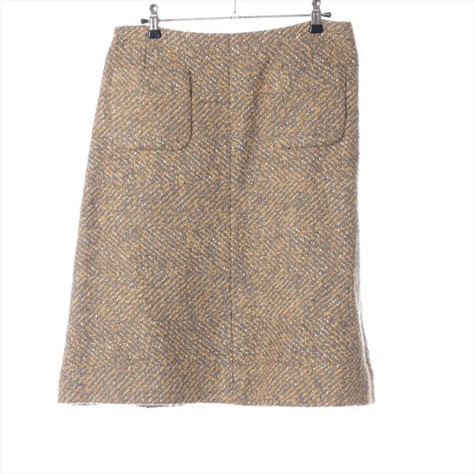 Chanel Wool Tweed Skirt Gold x Gray