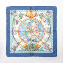 Load image into Gallery viewer, Hermes Carre 40 Vive Le Vent Blow Into The Wind Navy Blue