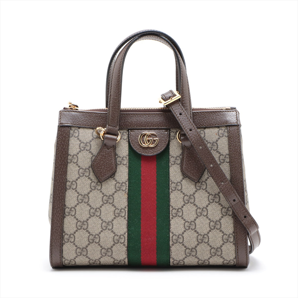 Gucci GG Supreme Web Leather Two-Way Shoulder Bag Ebony x Brown