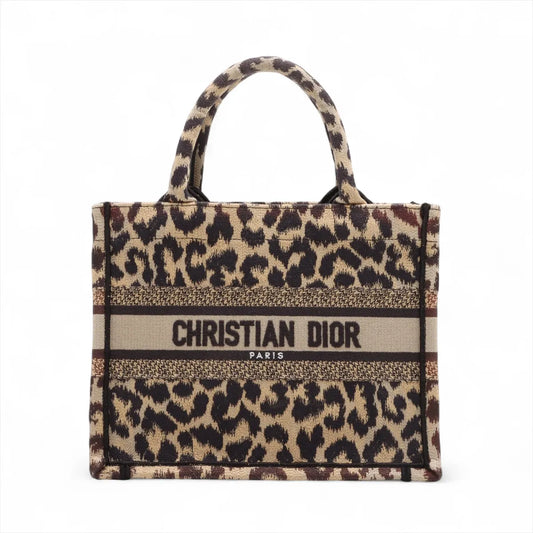 Christian Dior Leopard Small Canvas Book Tote Bag