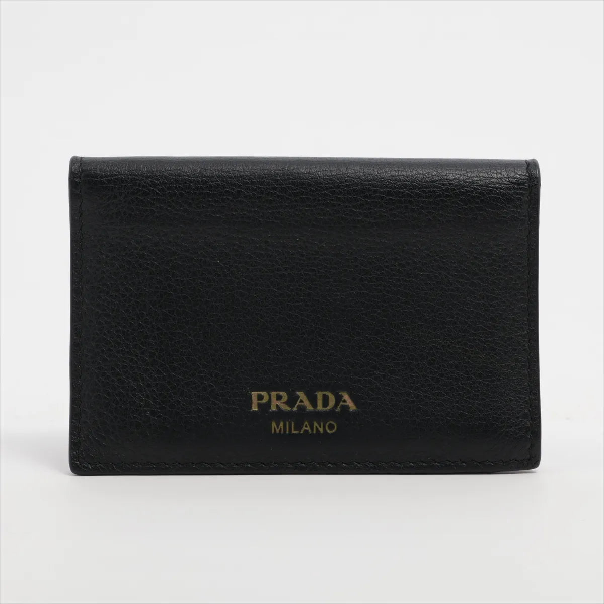 Prada Logo Leather Card Case Black