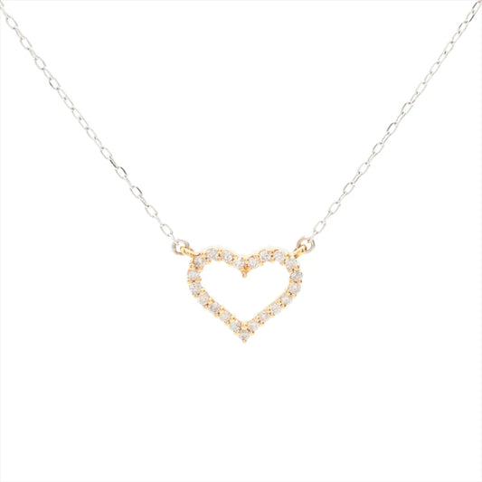 Open-Heart Diamond Necklace Yellow Gold x White Gold