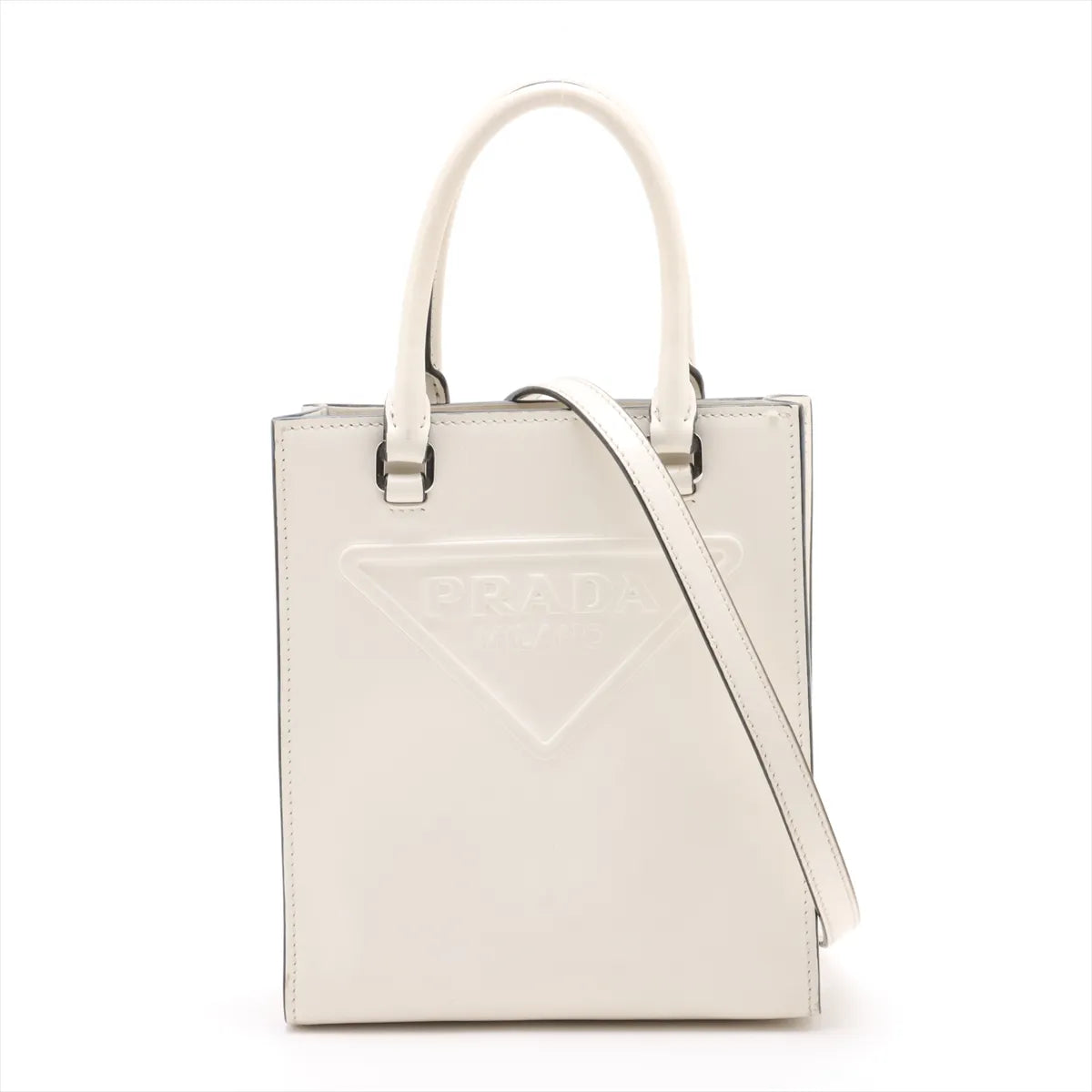 Prada Saffiano Leather Two-Way Handbag White