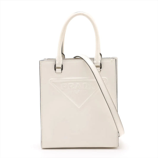 Prada Saffiano Leather Two-Way Handbag White