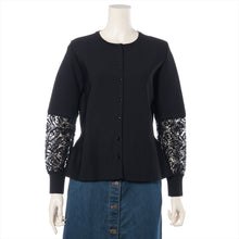 Load image into Gallery viewer, Louis Vuitton Metallic Silver Sleeve Cardigan Black