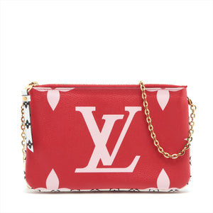 Best Louis Vuitton Monogram Giant Reverse Pochette Double Zip Wallet Red