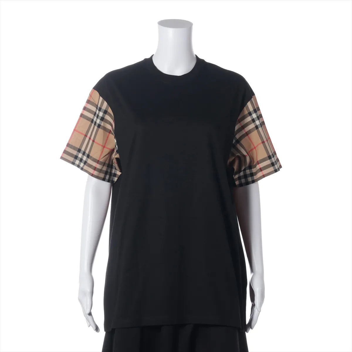 Burberry Nova Check Cotton T-shirt Black x Beige