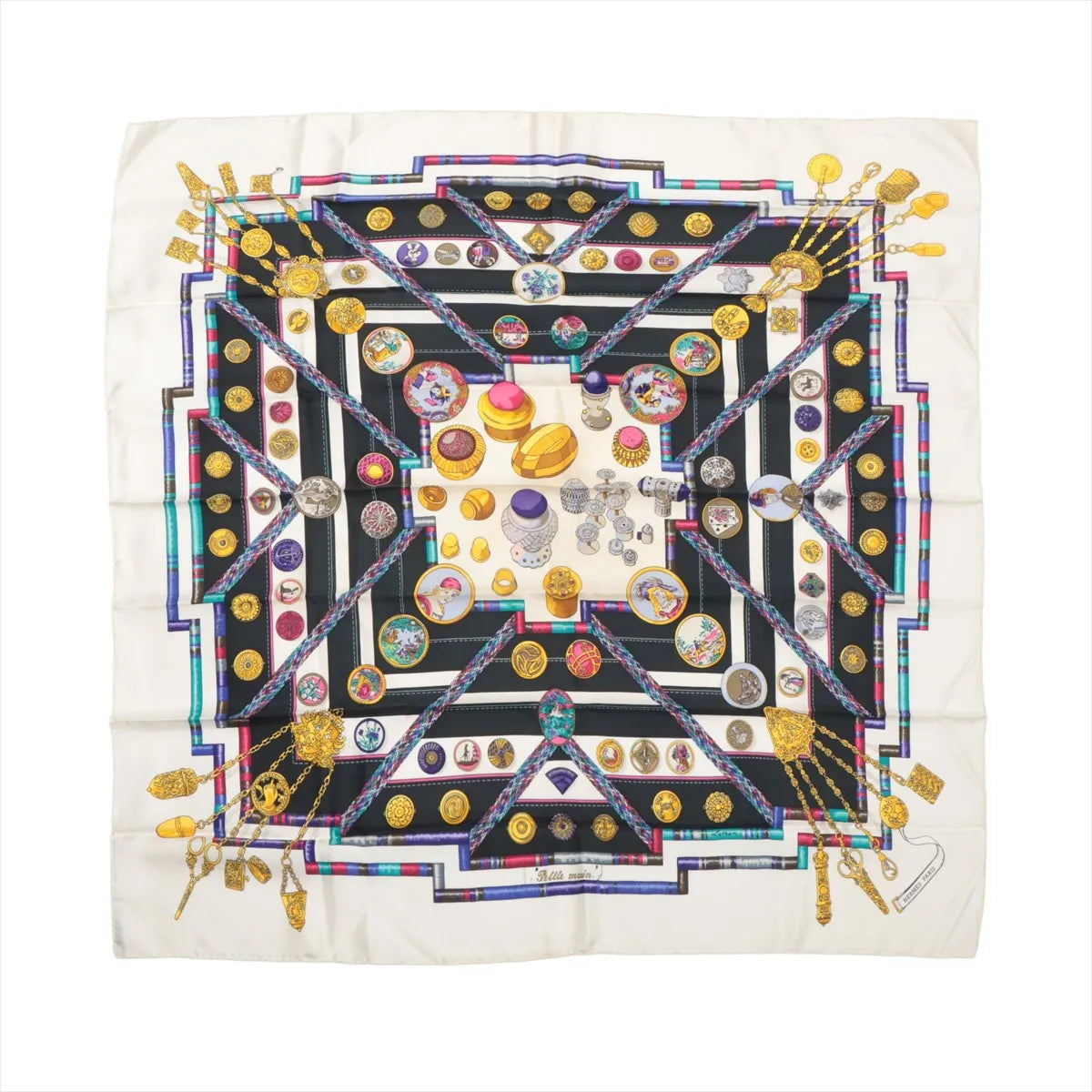 Hermès Carré Petite Main A Seamstress Scarf Silk Ivory