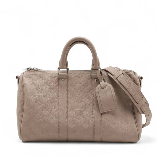 Louis Vuitton Monogram Taurillon Keepall Bandoulière 35 Riverstone Beige