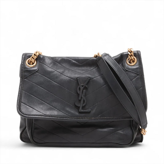 Saint Laurent Paris Niki Leather Chain Shoulder Bag Black