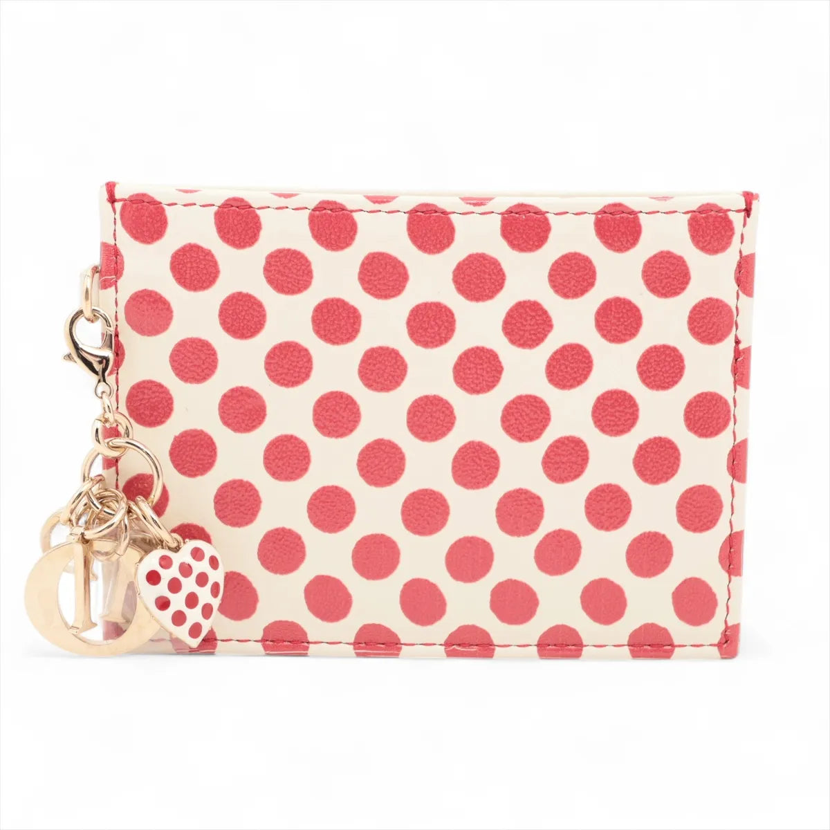 Christian Dior Leather Card Case White x Red