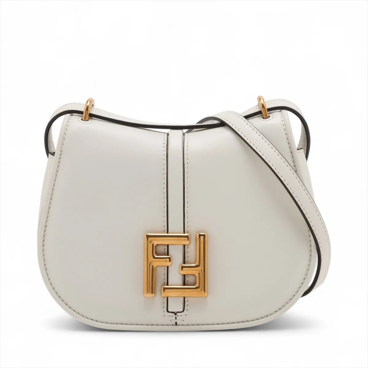 Fendi C'mon Small Leather Shoulder Bag White