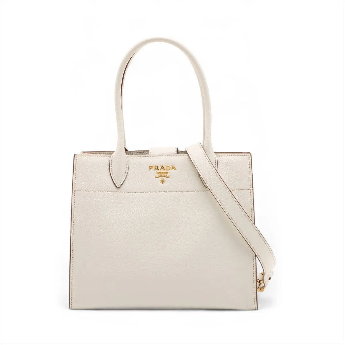 Prada Leather Two-Way Tote Bag White