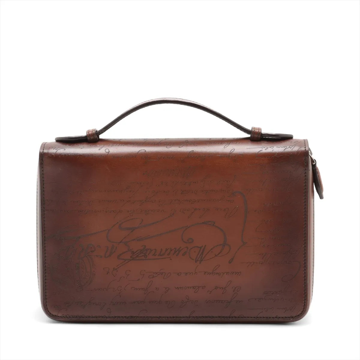 Berluti Calligraphy Leather Handbag Brown