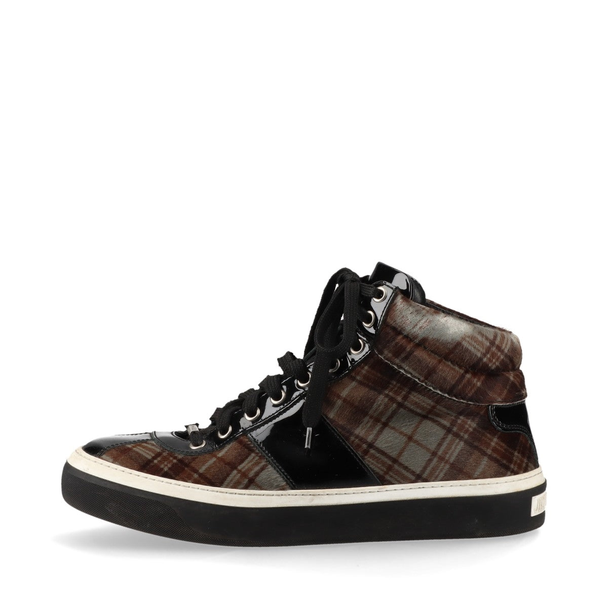 Jimmy Choo Check Fabric High-top Sneakers  Black × Brown