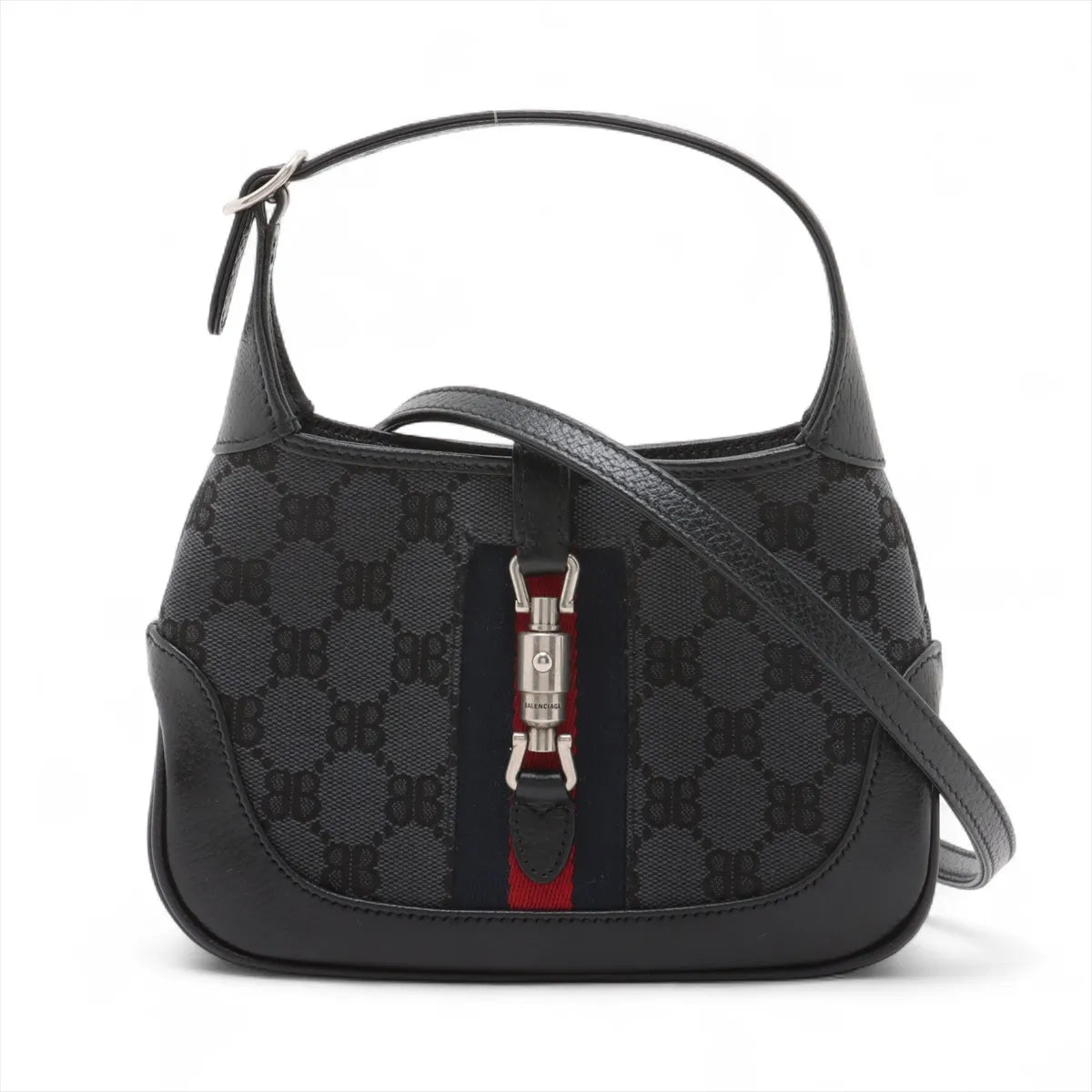 Gucci x Balenciaga Jackie Canvas Leather Two-Way Shoulder Bag Black