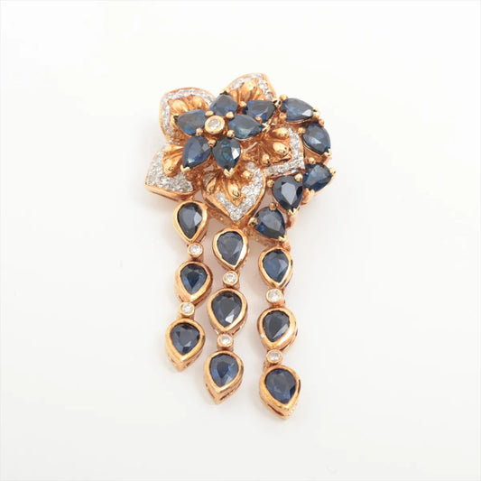 Flower Sapphire Diamond Brooch