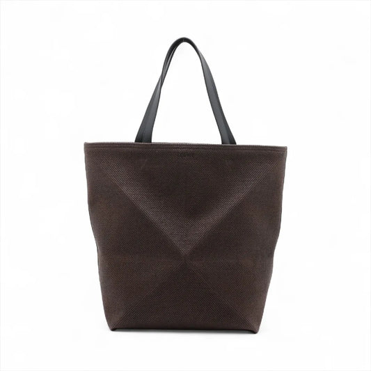 Loewe Puzzle Fold Large Linen Tote Bag Brown