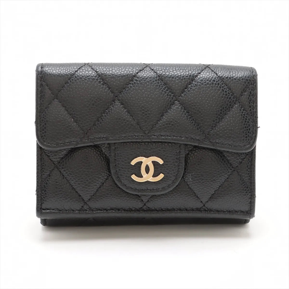 Best Buy Second Hand Chanel Matelasse Caviar Skin Compact Wallet Black