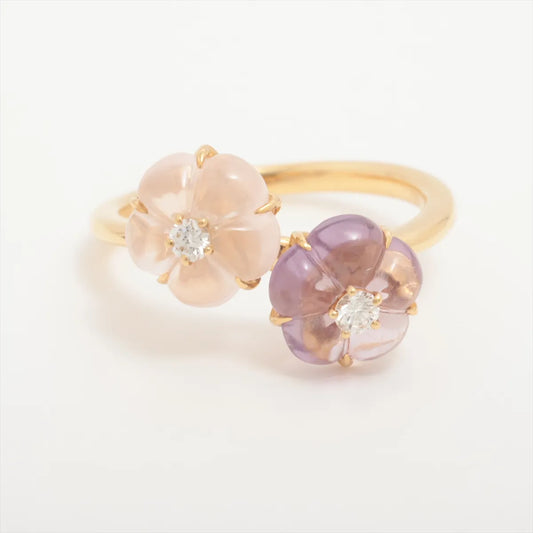 Nina Ricci Flower Amethyst Rose Quartz Diamond Ring