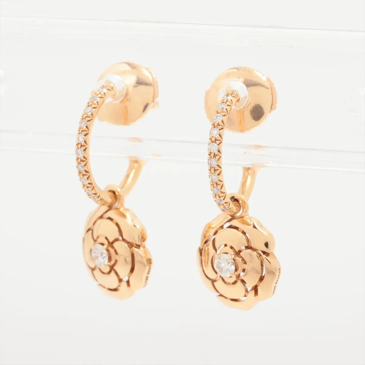 Chanel Camelia Dangling Hoop Earring Gold