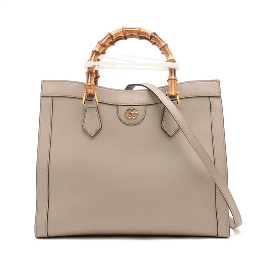 Gucci Bamboo Diana Leather Two-Way Handbag Beige