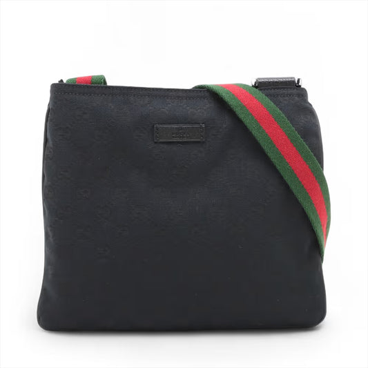 Gucci GG Canvas Leather Shoulder Bag Black