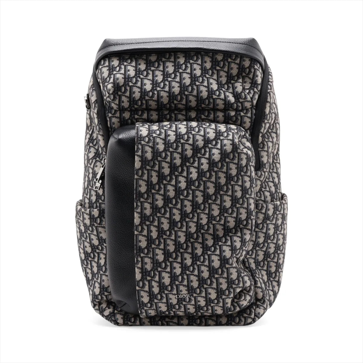 Christian Dior Oblique Canvas Leather Backpack Navy Blue