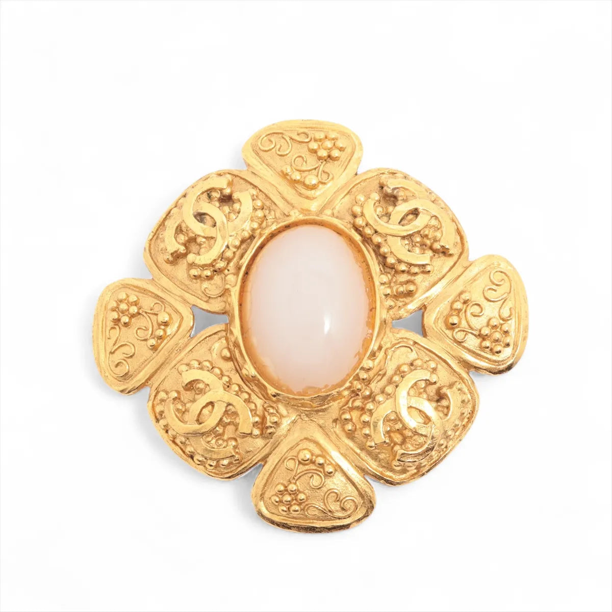 Chanel CC Logo Pearl Brooch