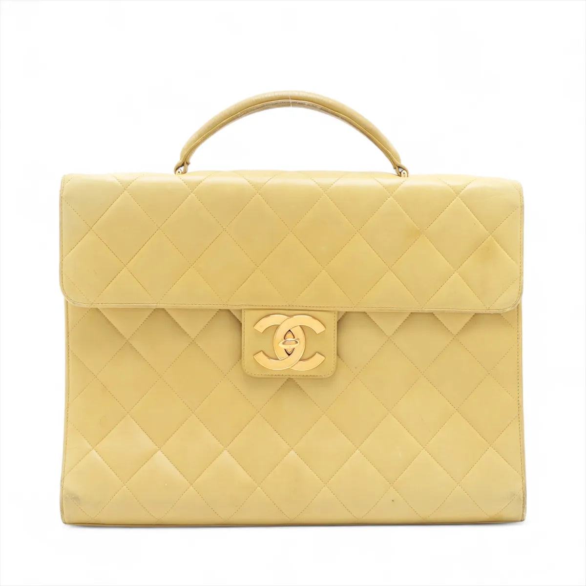 Chanel CC Logo Matelasse Lambskin Business Bag Yellow