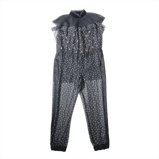 Sacai Mock Neck Polka Dot Jumpsuit Black