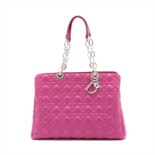 Christian Dior Cannage Leather Chain Tote Bag Hot Pink