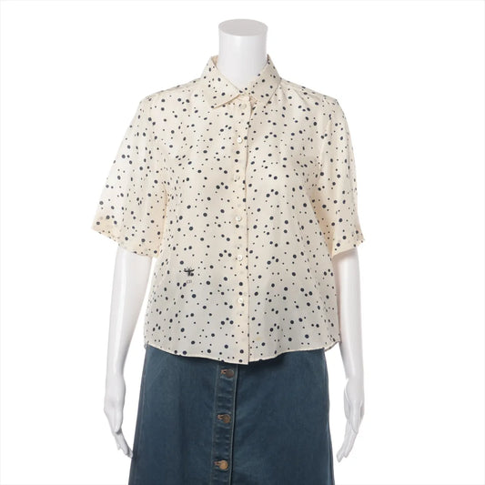 Christian Dior Bee Embroidery Silk Shirt Ivory