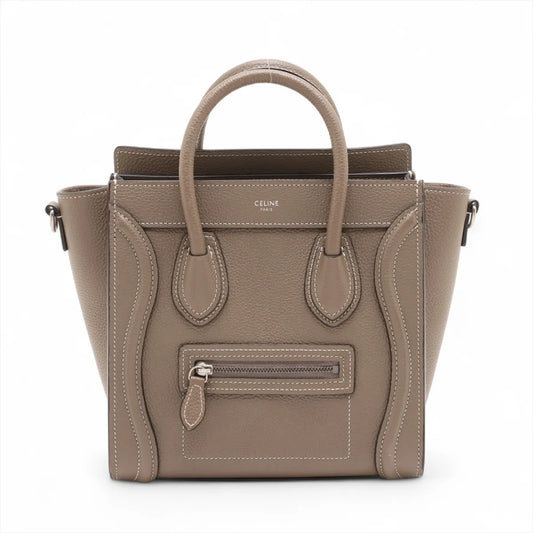 Celine Luggage Nano Shopper Leather Handbag Brown
