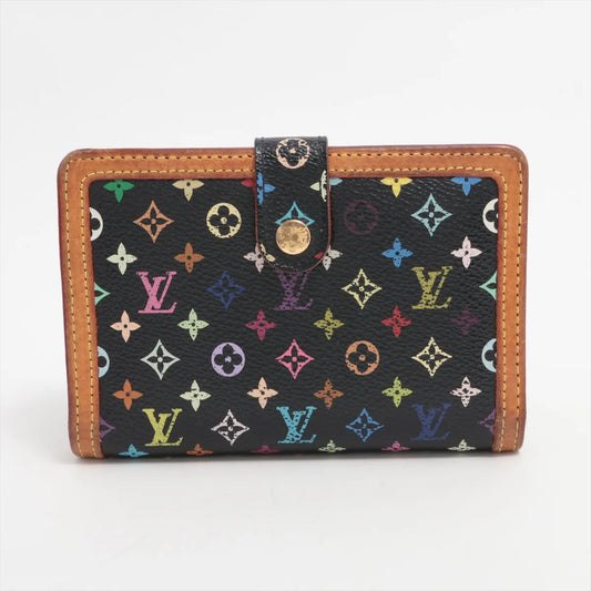 Louis Vuitton Monogram Multicolor Viennois Bi-fold Compact Wallet Black