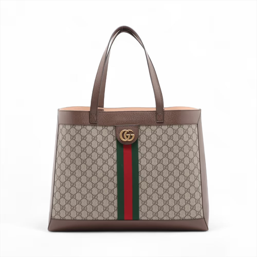 Gucci GG Supreme Ophidia Tote Bag Brown