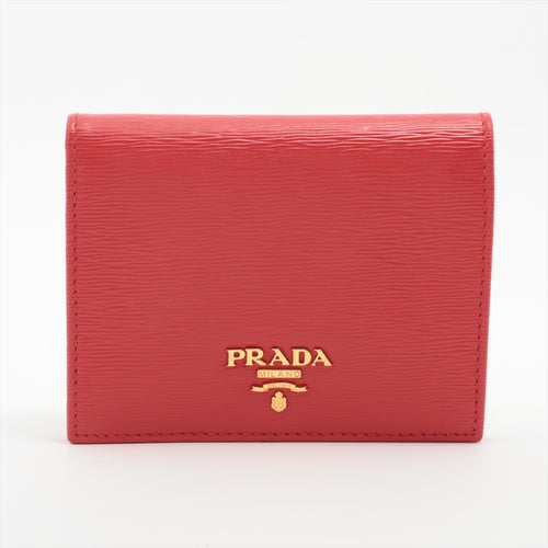 #1 Prada Vitello Leather Compact Wallet Red